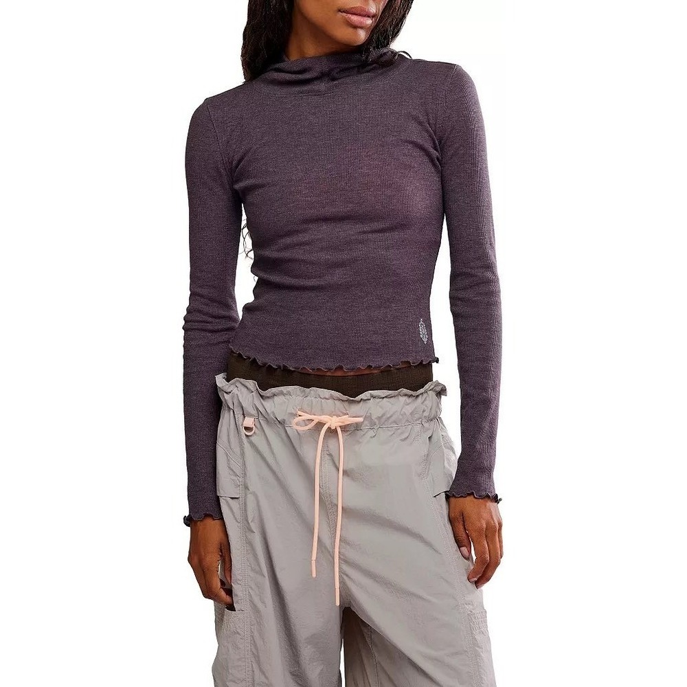 Free PeopleMovement Breathe Easy Layer Chocolate Ribbed Knit Hoodie Medium NWT
